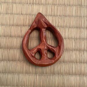 VINTAGE Large Hand-Carved Wooden Peach Sign Charm